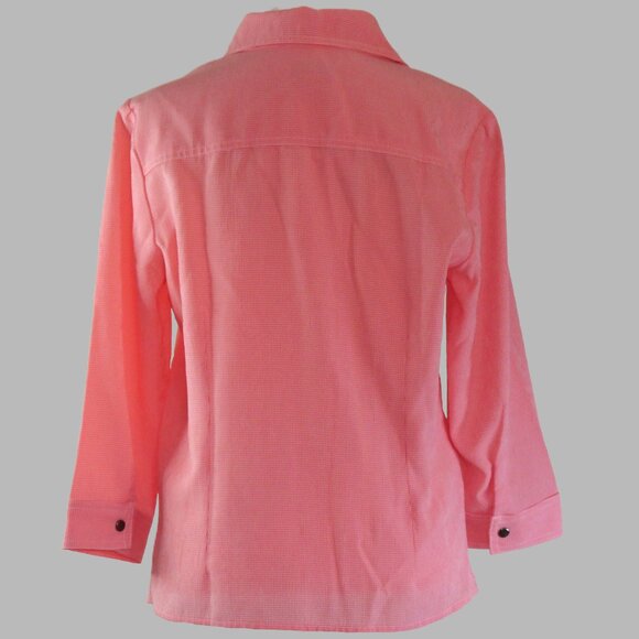 Christopher & Banks Pink Checkered Long Sleeve Snap-Up Blouse Size M (C984) - Picture 5 of 6